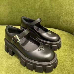 Prada Black Mary Jane Loafers with Chunky Soles